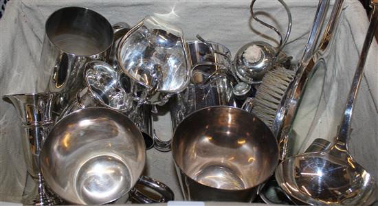 Pair silver vases, silver sauceboat, various plated wares